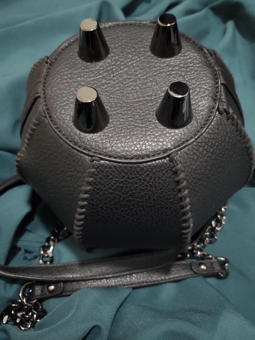 Cauldron Bag, Faux Leather, With Shoulder Strap And Long Chain Strap - Picture 3 of 4